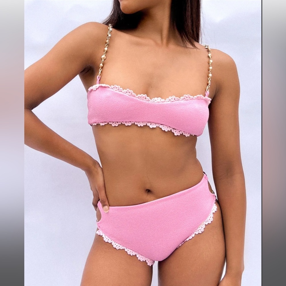 New Maiyo selene red and pink color block bikini